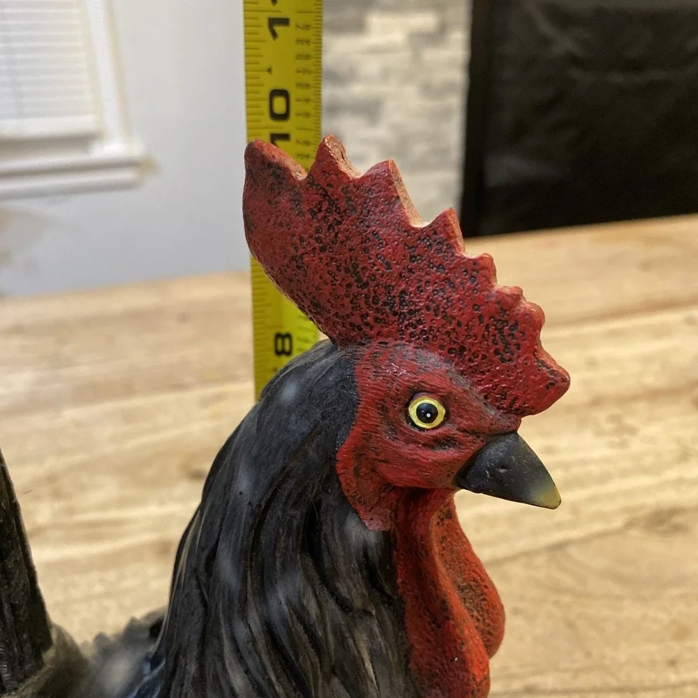 Cute Unique, Resin Black Gray Rooster Chicken farmhouse, decor